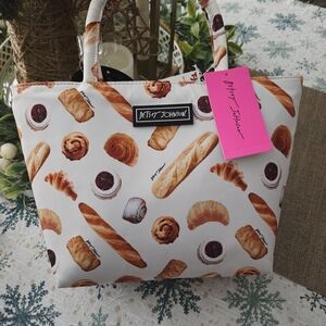 Betsey Johnson Pastry Print Lunch Bag  in White and Brown